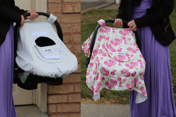 BABY CARSEAT CANOPY COVER [REVERSIBLE]  - Rose Lux