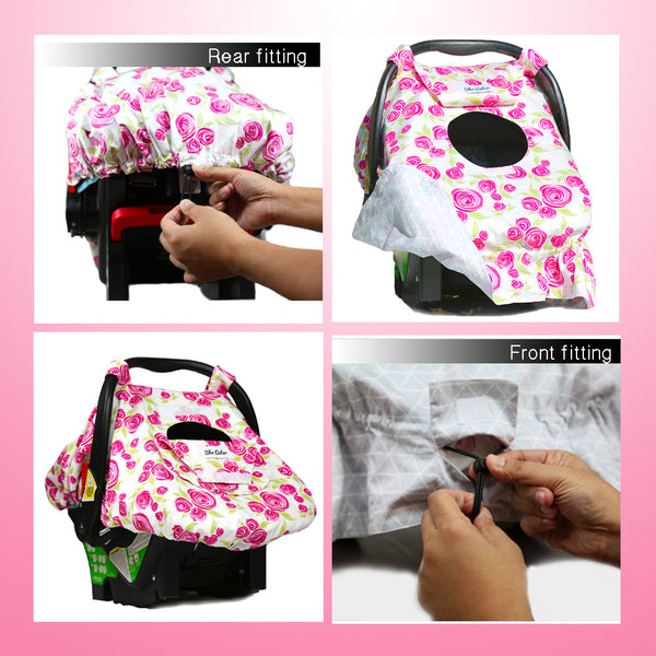BABY CARSEAT CANOPY COVER [REVERSIBLE]  - Rose Lux