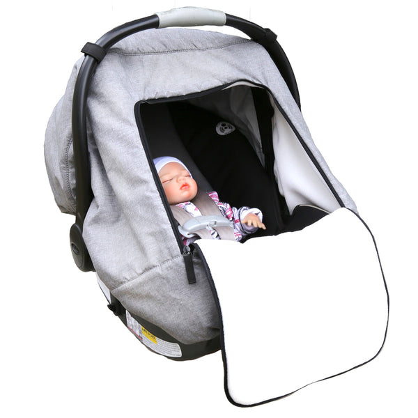 Cub Cave Quilted Plush Fleece Infant Carseat Canopy - Soft Grey