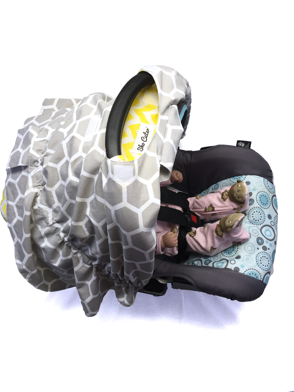 BABY CARSEAT CANOPY COVER [REVERSIBLE] - HONEYCOMB
